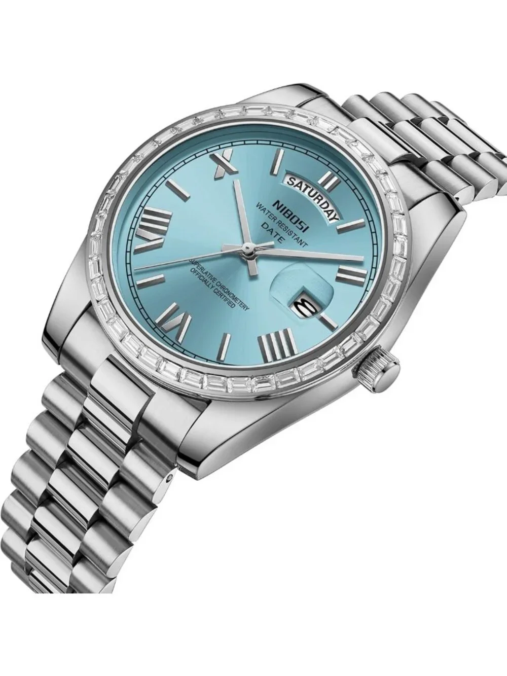 Stylish Men's Rose Gold Analog Quartz Watch, Stainless Steel, Day Date Feature